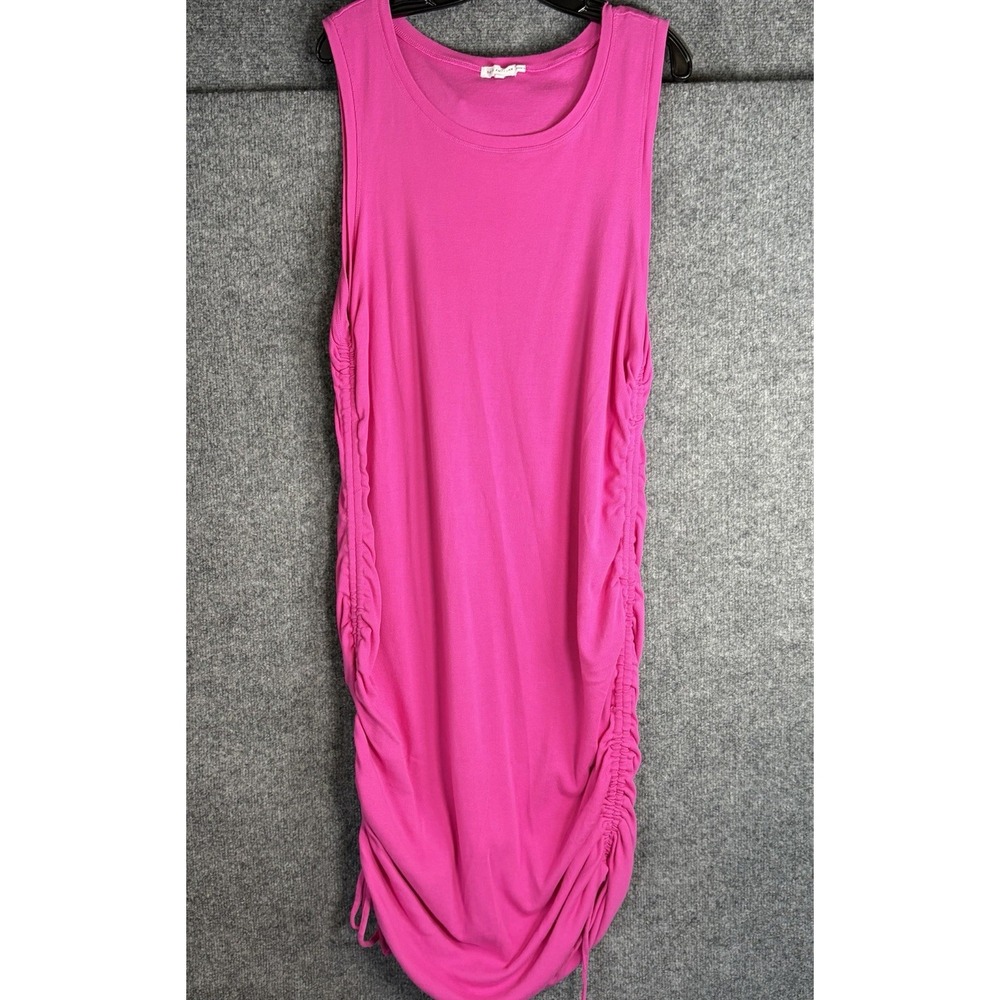 Good American Bodycon Dress Women 7/22 Pink Ruched Tank GDK0052 Hawaiian Pink